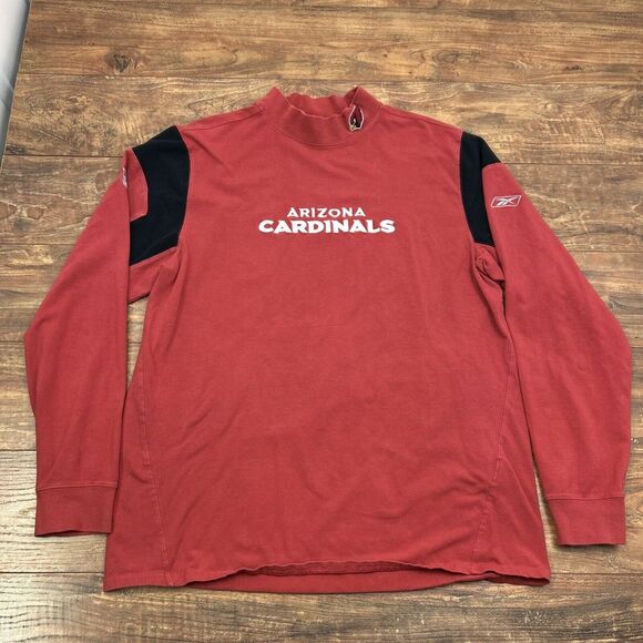 Arizona Cardinals NFL Reebok Mock Neck Long Sleeve Pullover Mens Large Red Black - Picture 3 of 8